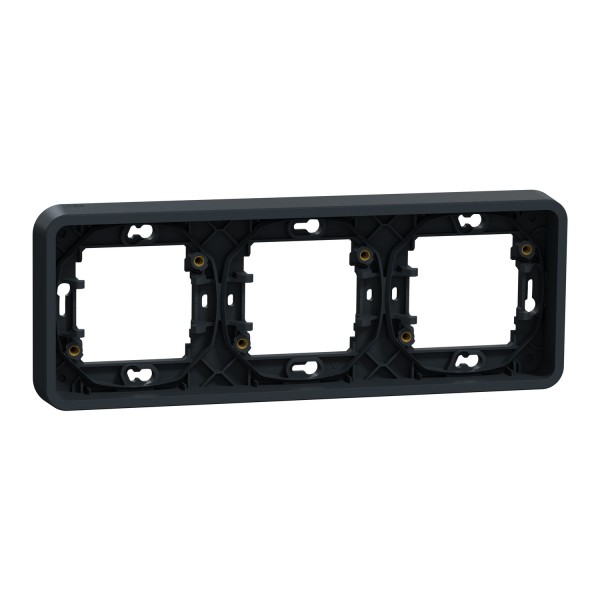 Рамка трехместная горизонтальная IP55 Mureva Styl, черная (MUR34109)
