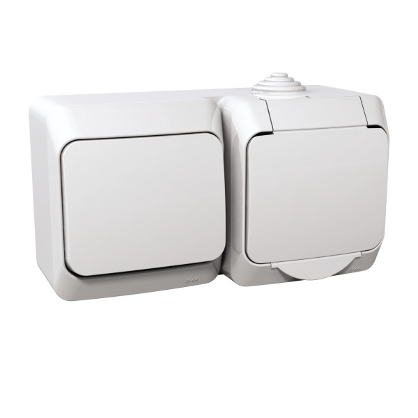Набір розетка з заземленням+вимикач IP44 Cedar Plus, білий (WDE000500)