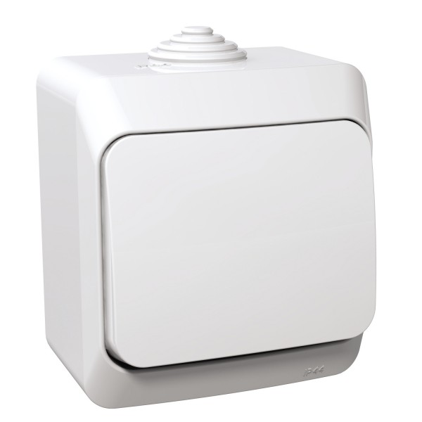 Перемикач 1-клавішний IP44 Cedar Plus, накладний монтаж, білий (WDE000560)