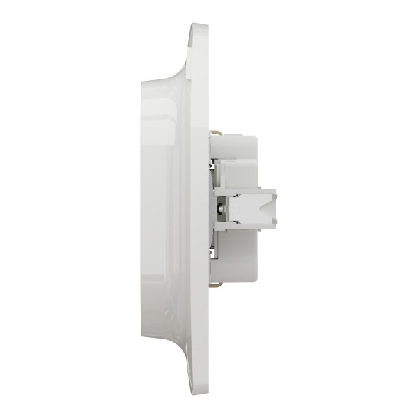 Розетка Unica New двойная с ж/к, со шторками винтовыми зажимами, белый (NU206718)