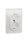 Розетка Unica New двойная с ж/к, со шторками винтовыми зажимами, белый (NU206718)
