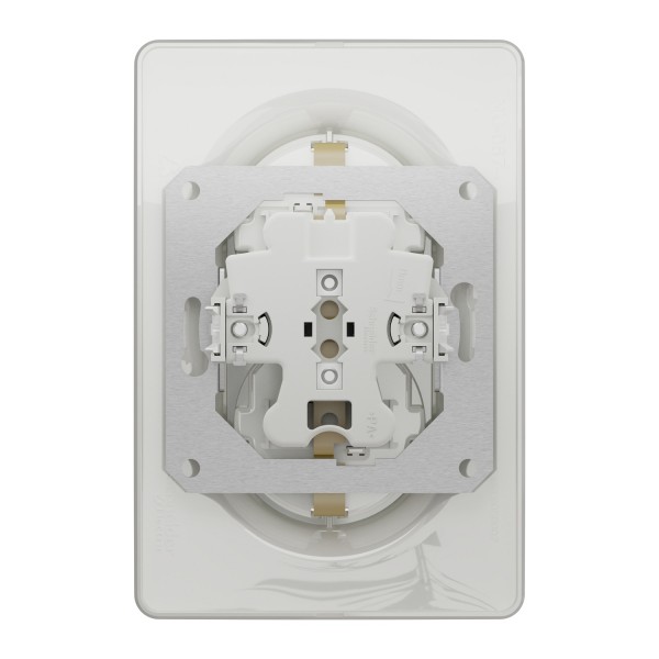 Розетка Unica New двойная с ж/к, со шторками винтовыми зажимами, белый (NU206718)