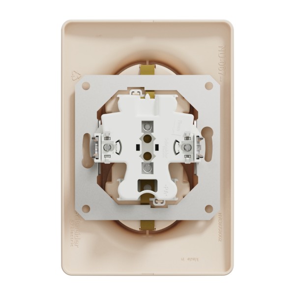 Розетка двойная с заземлением и шторками, винтовые зажимы, бежевая Unica New (NU206744)