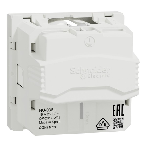 Розетка с ж/к со шторками 16А винтовые зажим белый (NU303618)