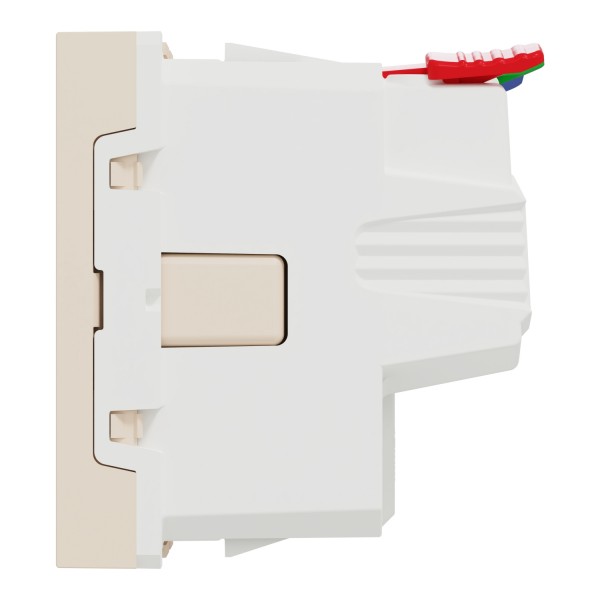 Розетка с заземлением и шторками, 16А, самозажимные клеммы, бежевая Unica New (NU305744)