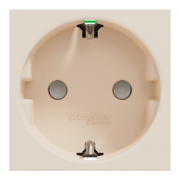 Розетка с заземлением и шторками, 16А, самозажимные клеммы, бежевая Unica New (NU305744)