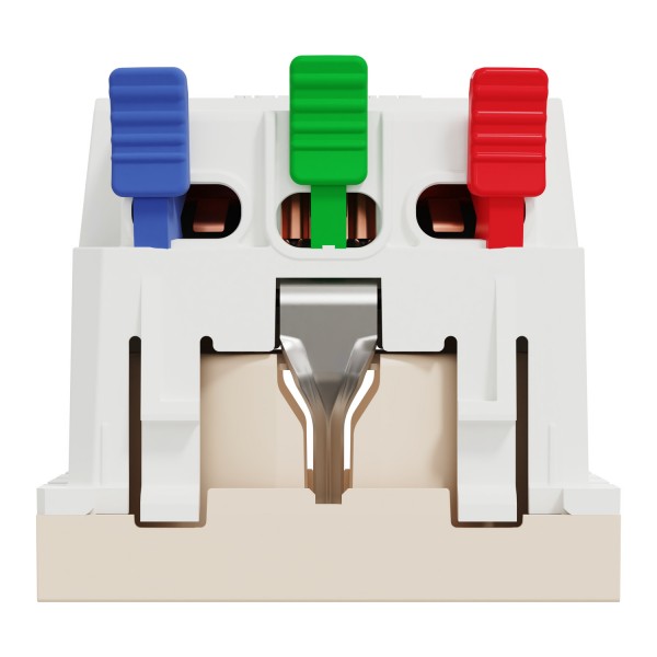 Розетка с заземлением и шторками, 16А, самозажимные клеммы, бежевая Unica New (NU305744)