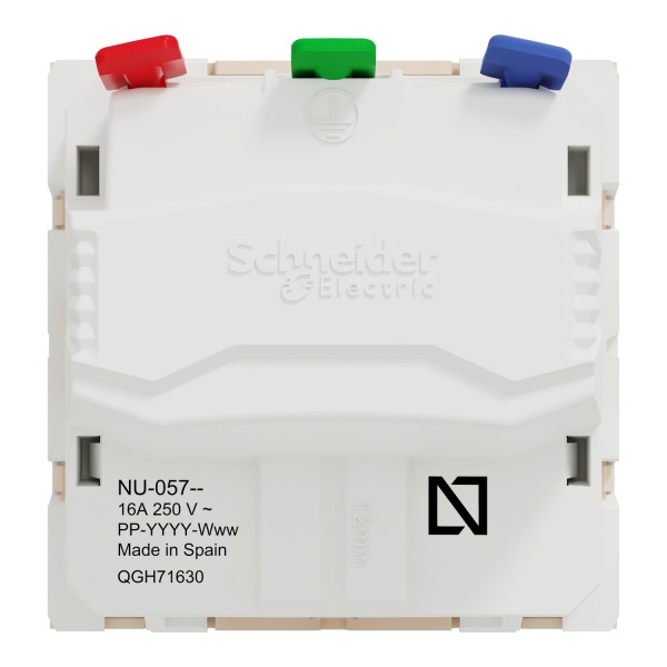 Розетка с заземлением и шторками, 16А, самозажимные клеммы, бежевая Unica New (NU305744)