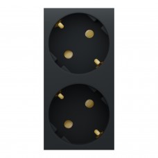 Двойная розетка 45° со шторками, с заземлением, антрацит (NU306754A)