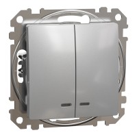Двухклавишный выключатель с подсветкой Алюминий Sedna Design (SDD113105L)
