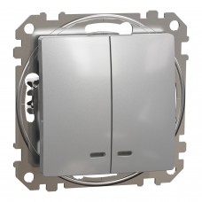 Двоклавішний вимикач з підсвіткою Алюміній Sedna Design (SDD113105L)