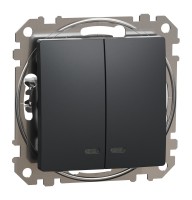 Двоклавішний вимикач з підсвіткою Чорний Sedna Design (SDD114105L)