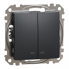 Двоклавішний вимикач з підсвіткою Чорний Sedna Design (SDD114105L)