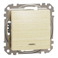 Одноклавішний вимикач з синьою LED підсвіткою 10 АХ Береза Sedna Elements (SDD180101L)