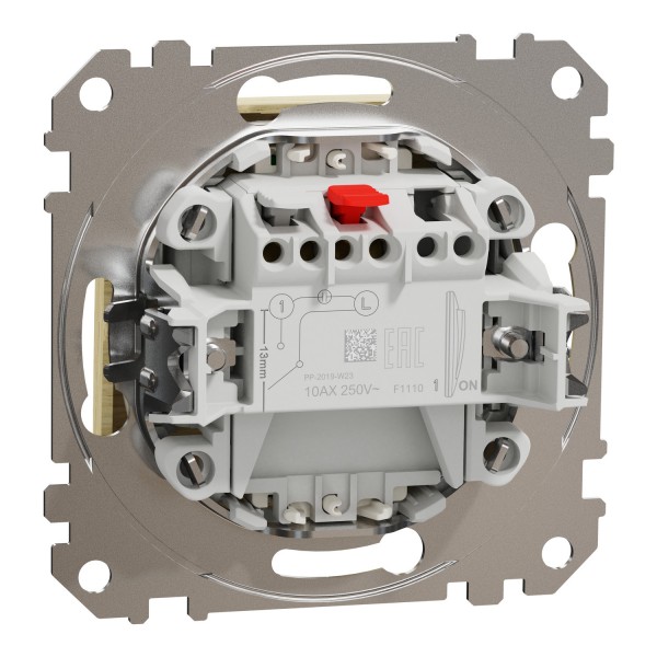 Одноклавішний вимикач з синьою LED підсвіткою 10 АХ Береза Sedna Elements (SDD180101L)