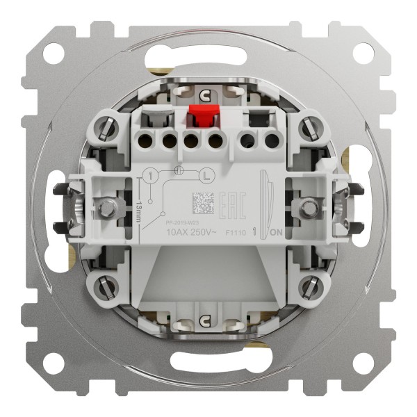Одноклавішний вимикач з синьою LED підсвіткою 10 АХ Береза Sedna Elements (SDD180101L)