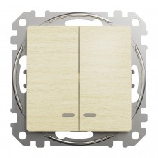 Двоклавішний вимикач з синьою LED підсвіткою 10 АХ Береза Sedna Elements (SDD180105L)