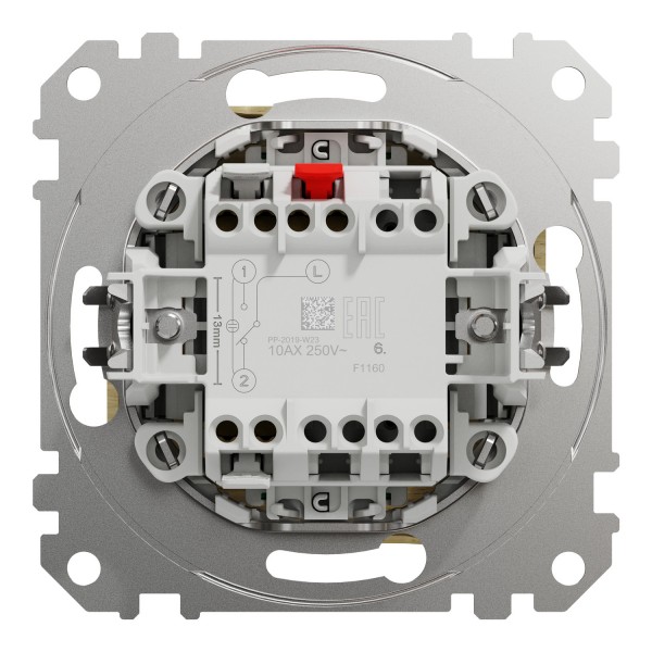 Одноклавишный переключатель с синей LED подсветкой 10 АХ Береза ​​Sedna Elements (SDD180106L)
