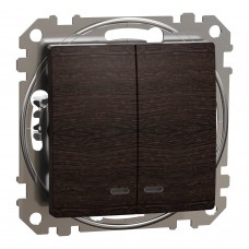Двоклавішний вимикач з синьою LED підсвіткою 10 АХ Венге Sedna Elements (SDD181105L)