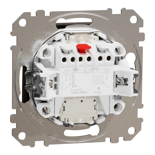 Двухклавишный выключатель с синей LED подсветкой 10 АХ Венге Sedna Elements (SDD181105L)