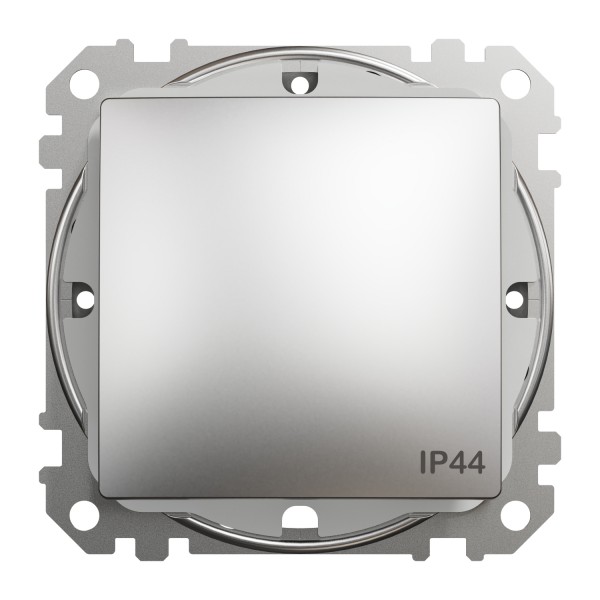 Одноклавішний вимикач, 10АX, IP44, матовий алюміній, Sedna Design & Elements (SDD270101)
