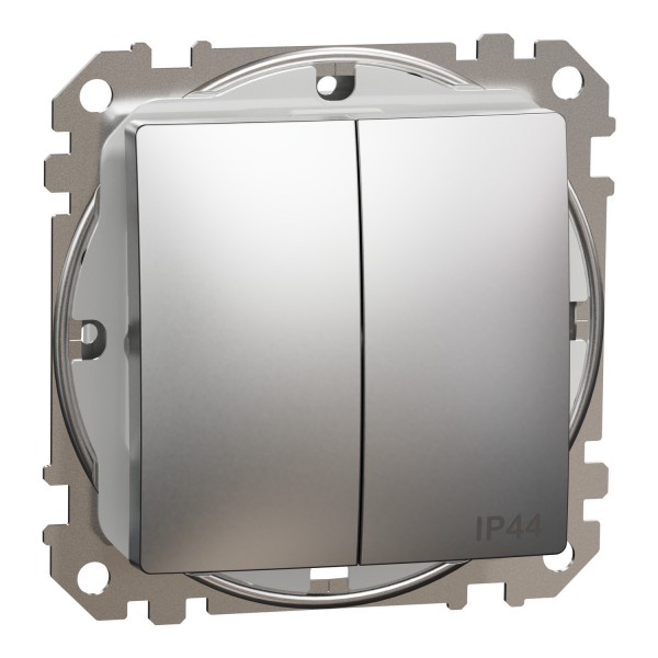 Двухклавишный выключатель IP44, 10А, Матовый алюминий Sedna Elements (SDD270105)