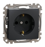 Розетка з заземленням та зі шторками Чорний Sedna Design (SDD114022)