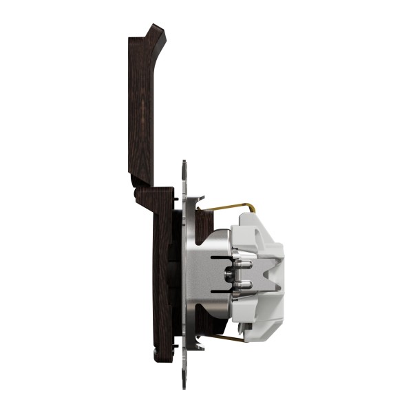 Розетка з заземленням, шторками та кришкою, Венге Sedna Elements (SDD181024)