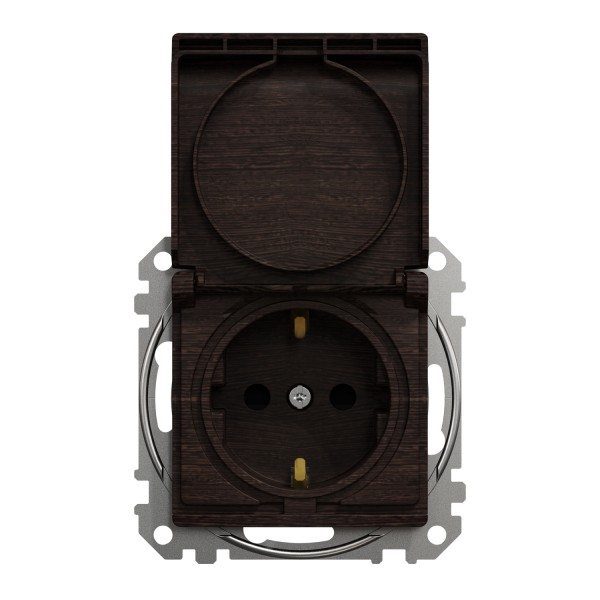 Розетка з заземленням, шторками та кришкою, Венге Sedna Elements (SDD181024)