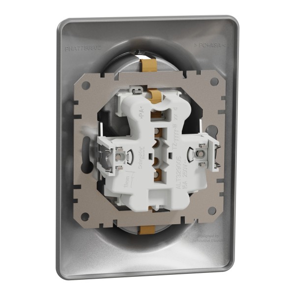 Двойная розетка с заземлением и шторками Алюминий Sedna Design (SDD313221)