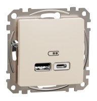 USB розетка тип A+C 2,4A Бежевий Sedna Design (SDD112402)