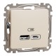 USB розетка тип A+C 2,4A Бежевий Sedna Design (SDD112402)