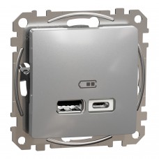 USB розетка ип A+C 2,4A Алюминий Sedna Design (SDD113402)