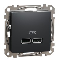 USB розетка тип A+A 2,1A Чорний Sedna Design (SDD114401)