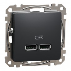 USB розетка тип A+A 2,1A Черный Sedna Design (SDD114401) | ⚡Eleng