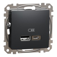 USB розетка тип A+C 2,4A Чорний Sedna Design (SDD114402)