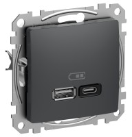 USB розетка A+C, 3 A, 45 Вт, Антрацит Sedna Design (SDD114404)