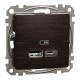 USB розетка типа А+С, 2,4 А, Венге Sedna Elements (SDD181402)