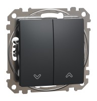 Кнопковий вимикач для жалюзі, електронне блокування 10 АХ, Чорний Sedna Design (SDD114114)