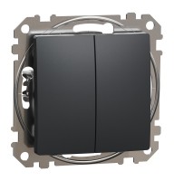 Кнопковий двоклавішний вимикач 10A, чорний, Sedna Design & Elements (SDD114118)