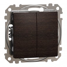 Кнопковий двоклавішний вимикач 10A, венге, Sedna Design & Elements (SDD181118)