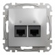 Два разъема RJ45 категория 5E UTP Алюминий Sedna Design (SDD113452)