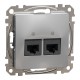 Два разъема RJ45 категория 5E UTP Алюминий Sedna Design (SDD113452)