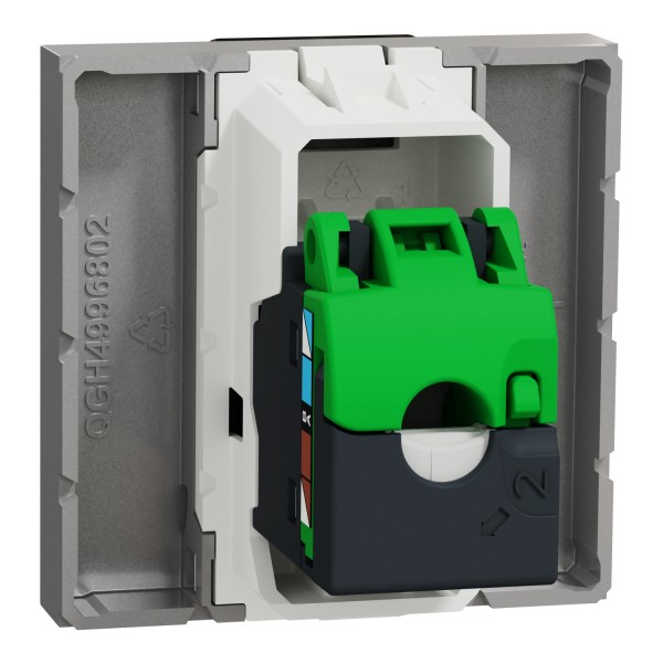 Розетка комп'ютерна RJ45, одинарна категорія 5, UTP, 2 модулі, алюміній (NU341130)