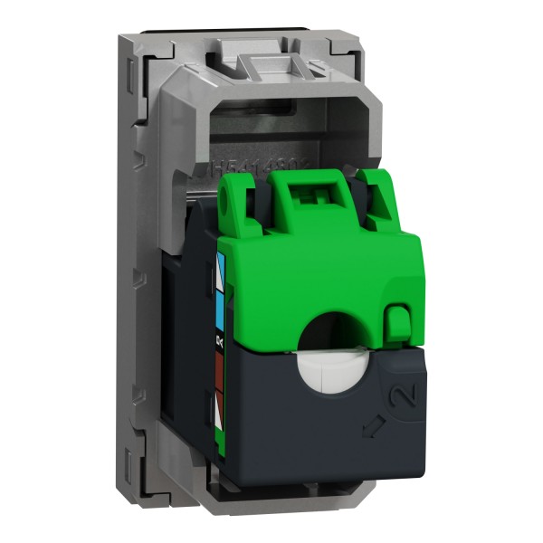 Розетка комп'ютерна RJ45, одинарна категорія 6 UTP, 1 модуль алюміній (NU341430)