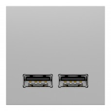 Розетка USB двойная 2.1А 2 модуля алюминий (NU341830)