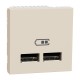Розетка USB подвійна, 2.1А, 2 модулі, бежева Unica New Studio (NU341844)