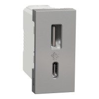 USB, New Unica, 1 модуль, тип A+C, 12 Вт, алюміній (NU301630)