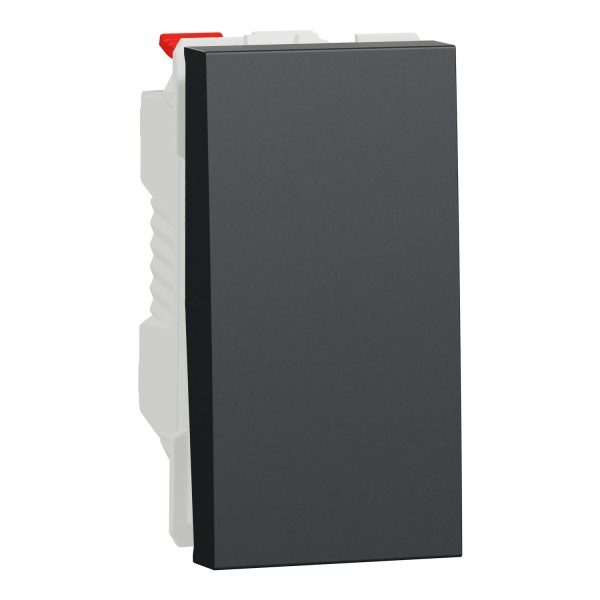 Выключатель 1-клавишная кнопочная схема 1, 10А, 1 модуль антрацит (NU310654)