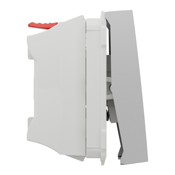 Выключатель 1-клавишная кнопочная схема 1, 10А, 2 модуля алюминий (NU320630)